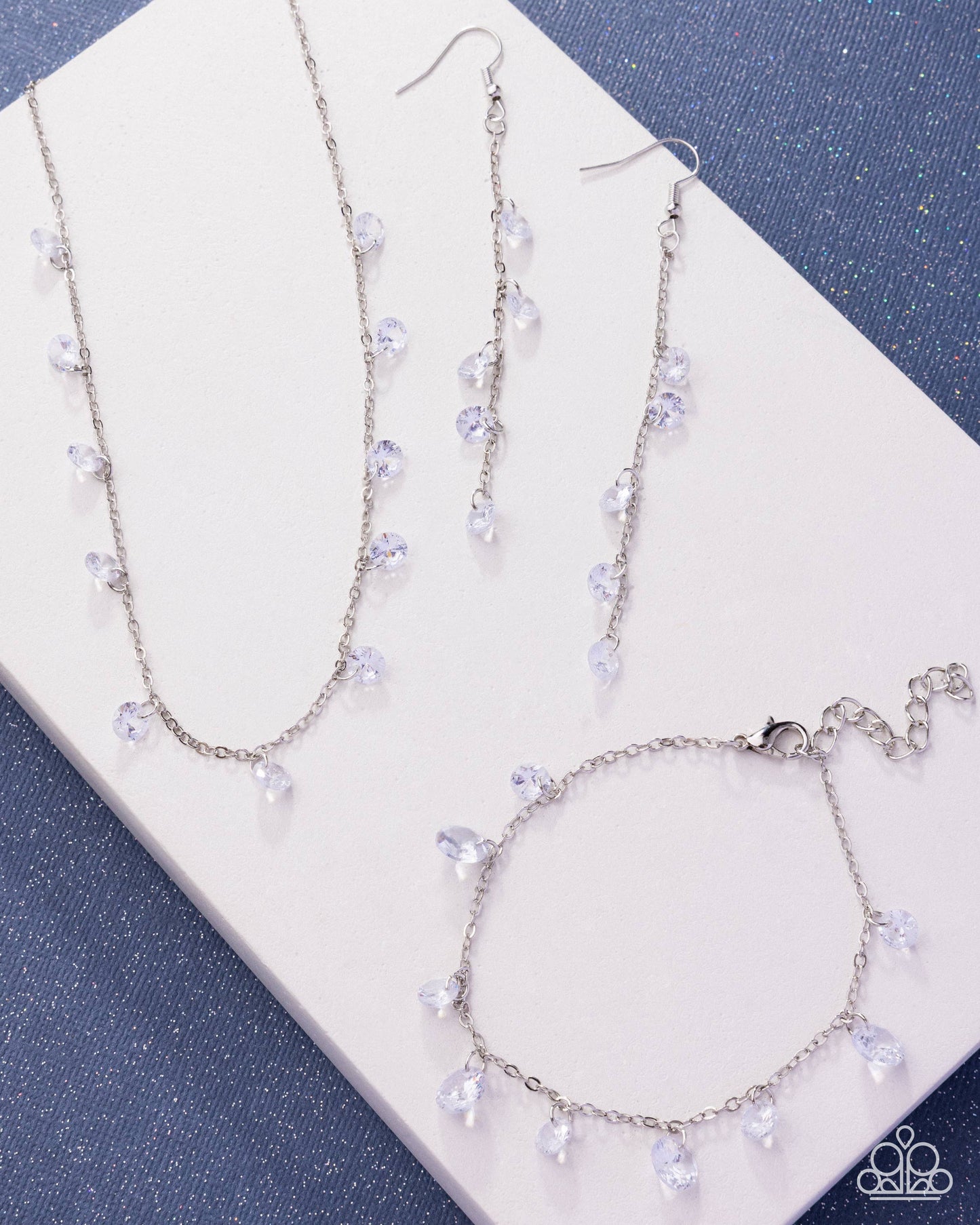 Paparazzi Completely Courted - White Gem Necklace, Earring & Bracelet Bridal Set