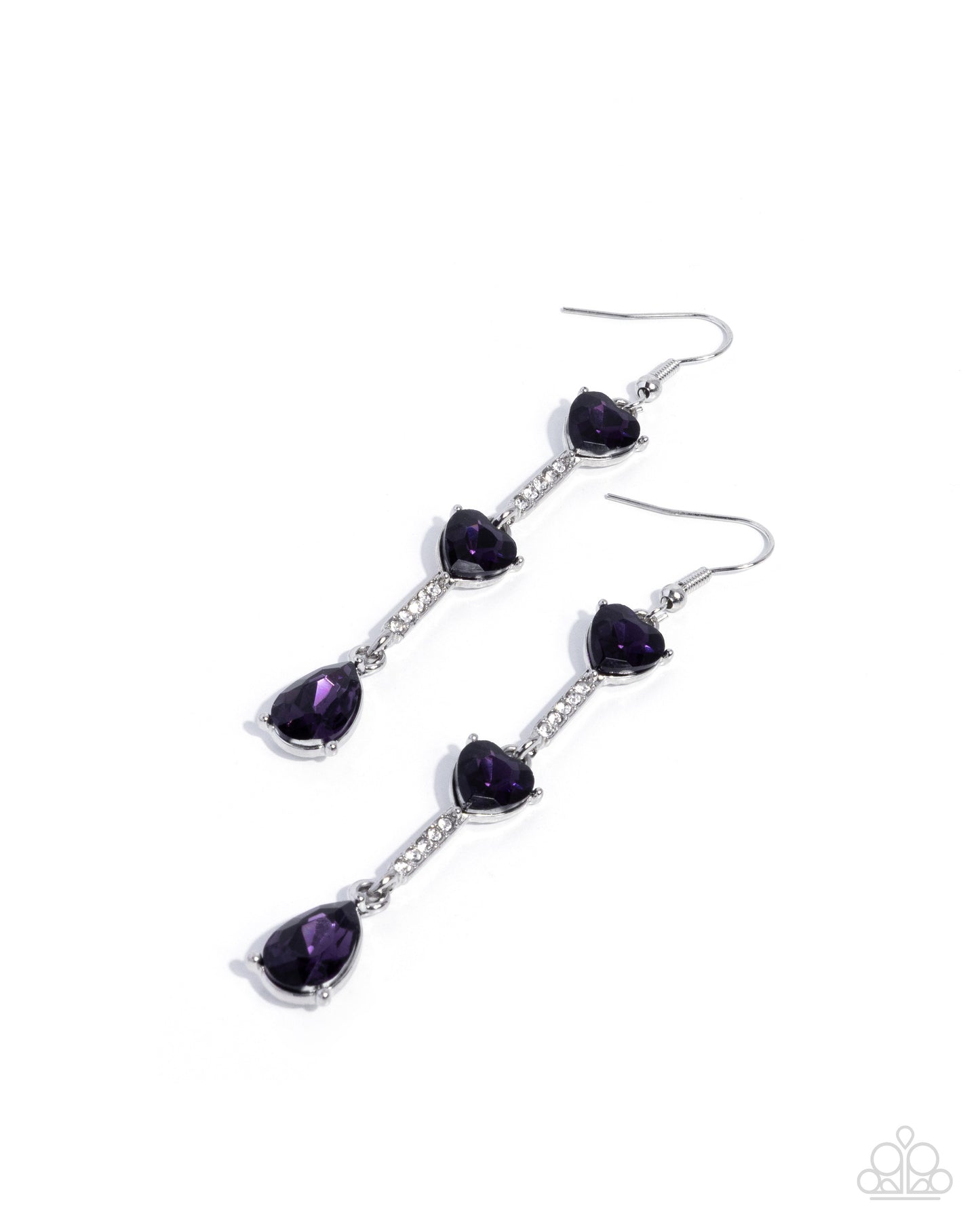 Paparazzi Romantic Reality - Purple Heart & Teardrop Gem Earring E3346