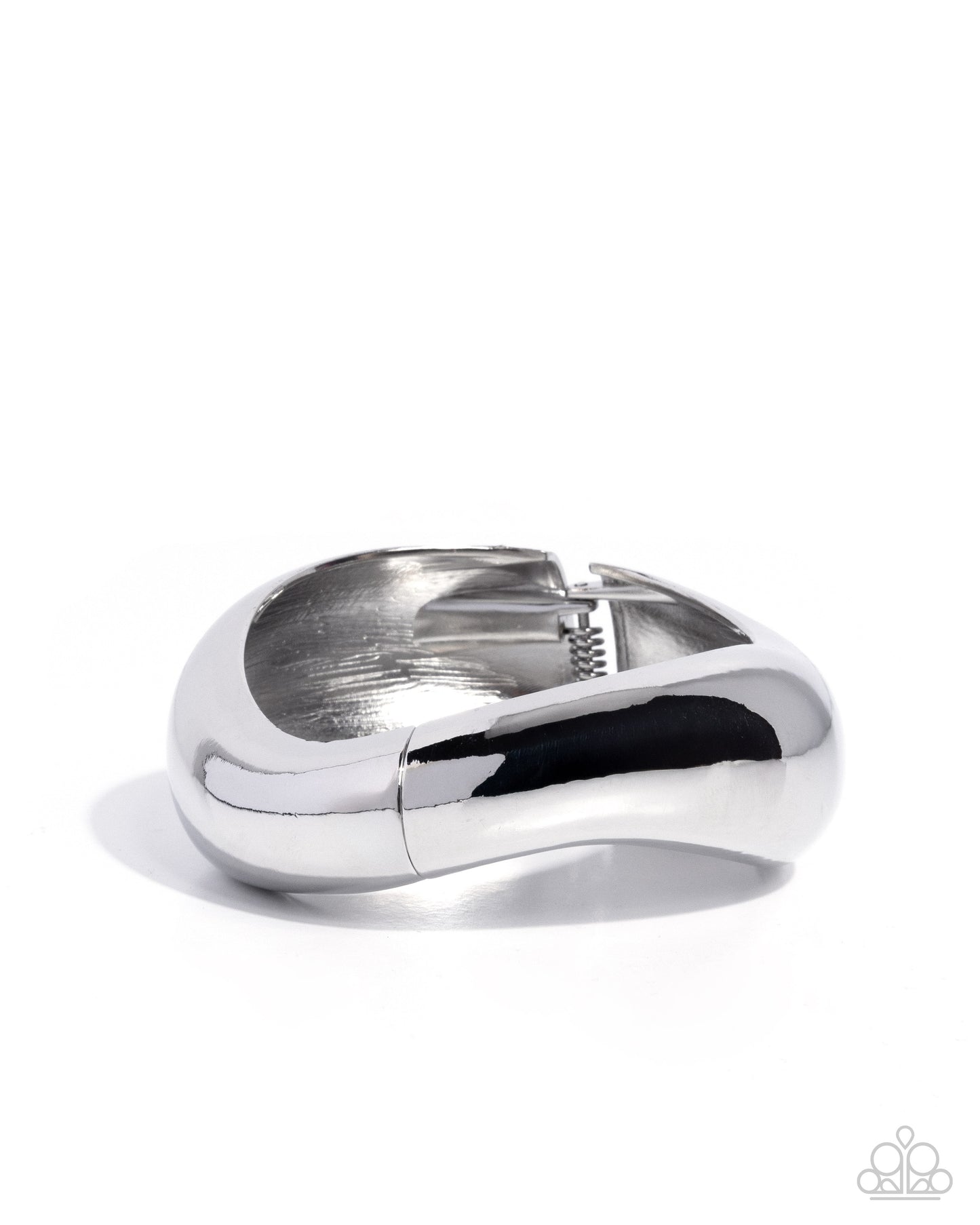 Paparazzi Fearless Fame - Silver High Sheen Sleek Hinged Bracelet B2559