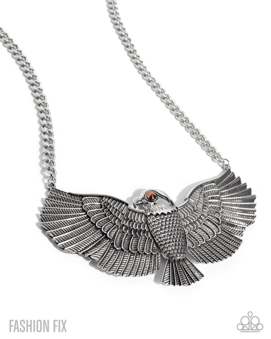 Paparazzi Proud as an Eagles Scream - Silver Eagle Necklace Sunset Sightings Fashion Fix October 2025 N1059