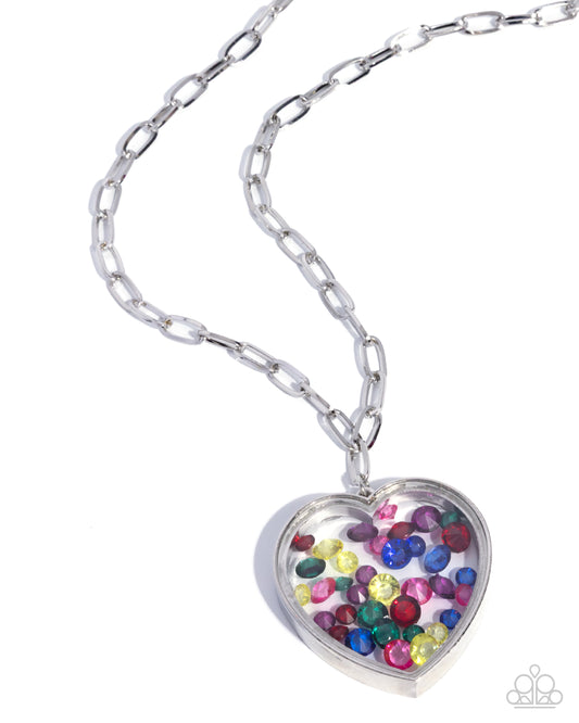 Paparazzi Cupid Collection - Multicolored Gem Heart Necklace