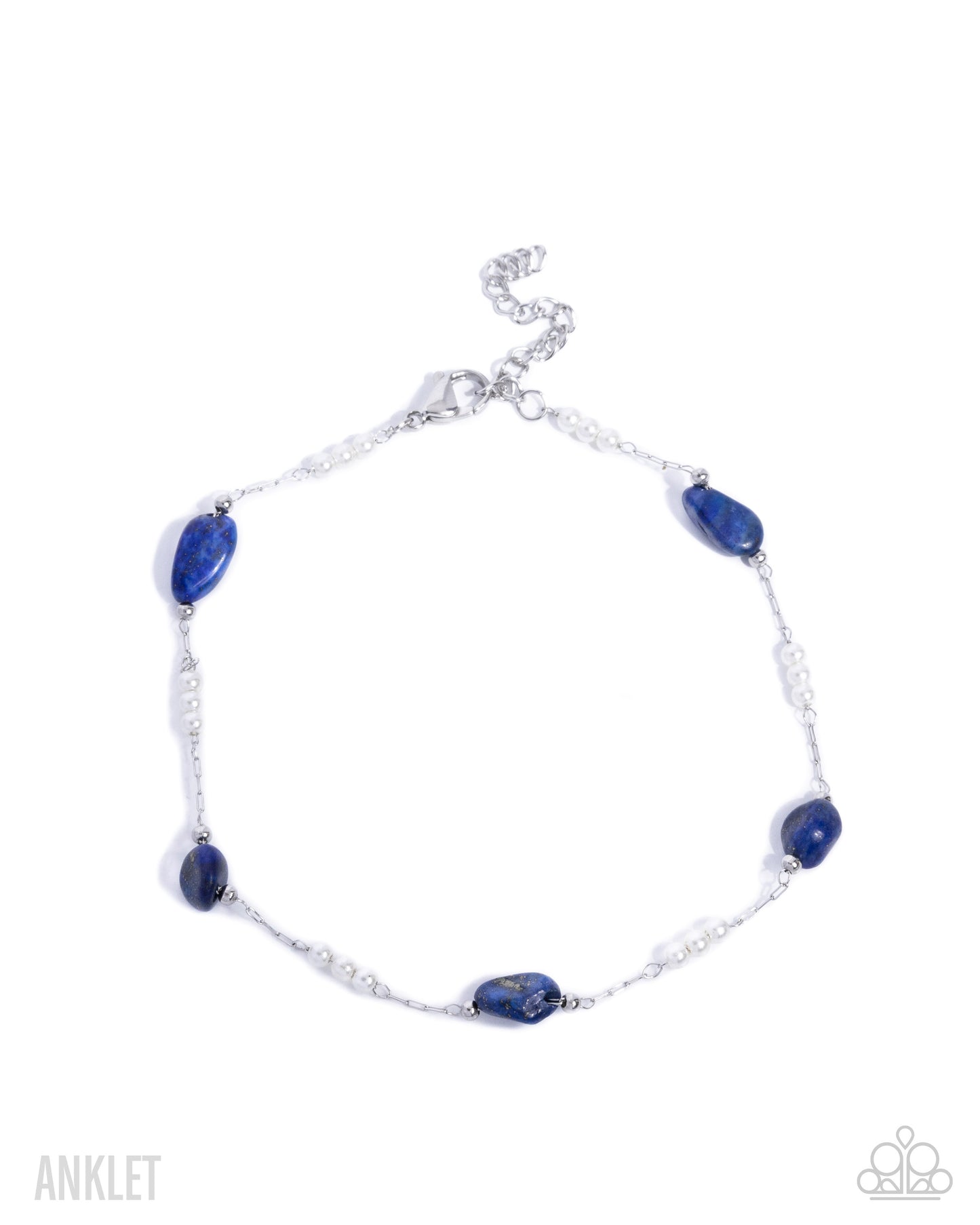 Paparazzi Pleasantly Piquant - Blue Lapis Stone, White Pearl Stainless Steel Anklet B2691