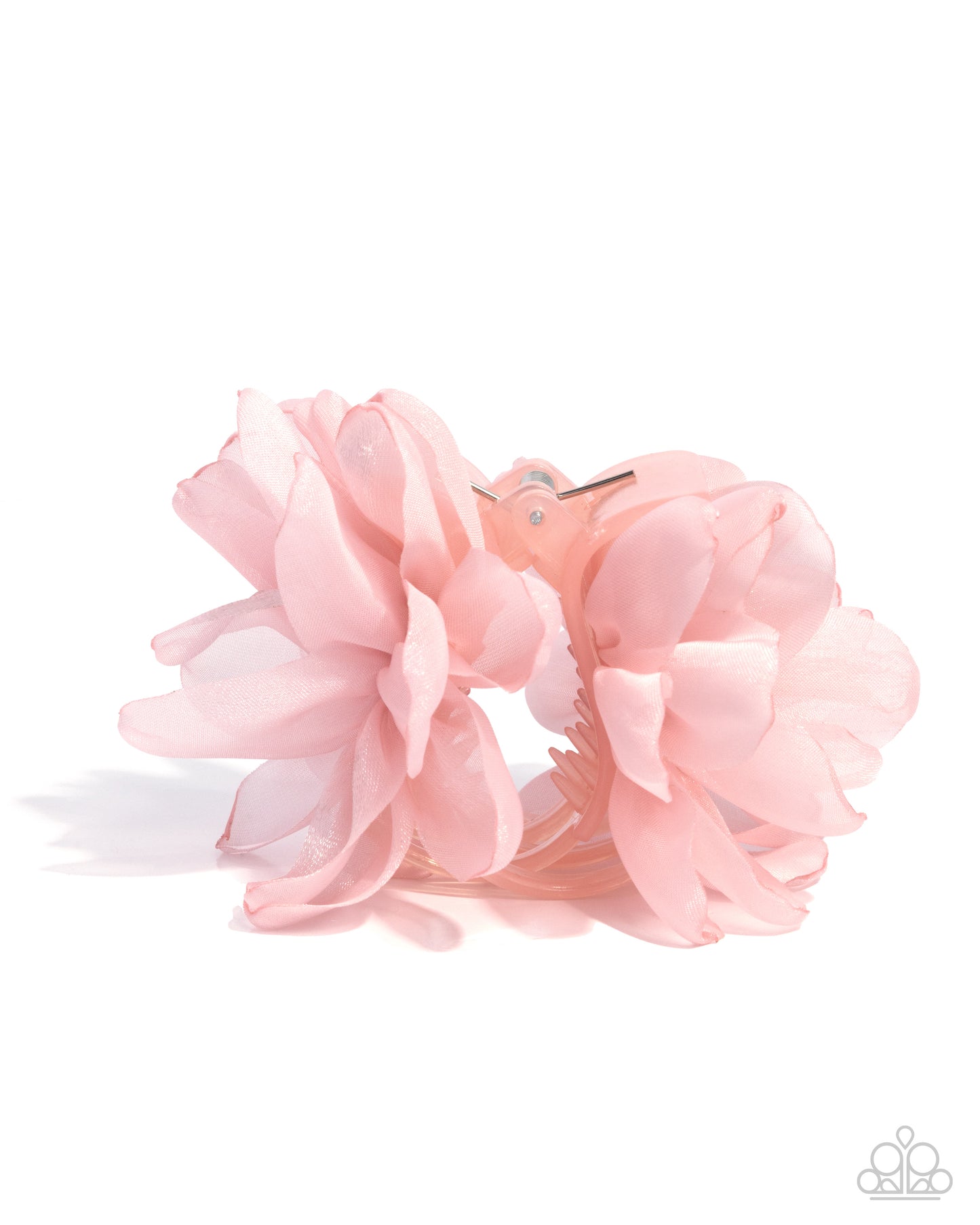 Paparazzi Budding Backdrop - Pink - Baby Pink Tulle Flower Hair Claw Cip H0268