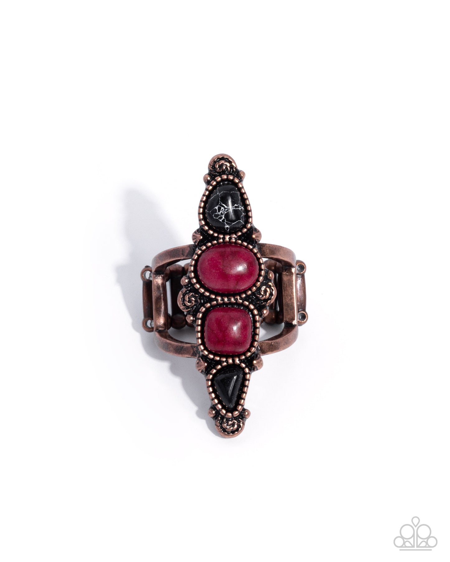 Paparazzi Suitably Santa Fe - Copper & Chili Oil Red Stone Santa Fe Style Ring R1369