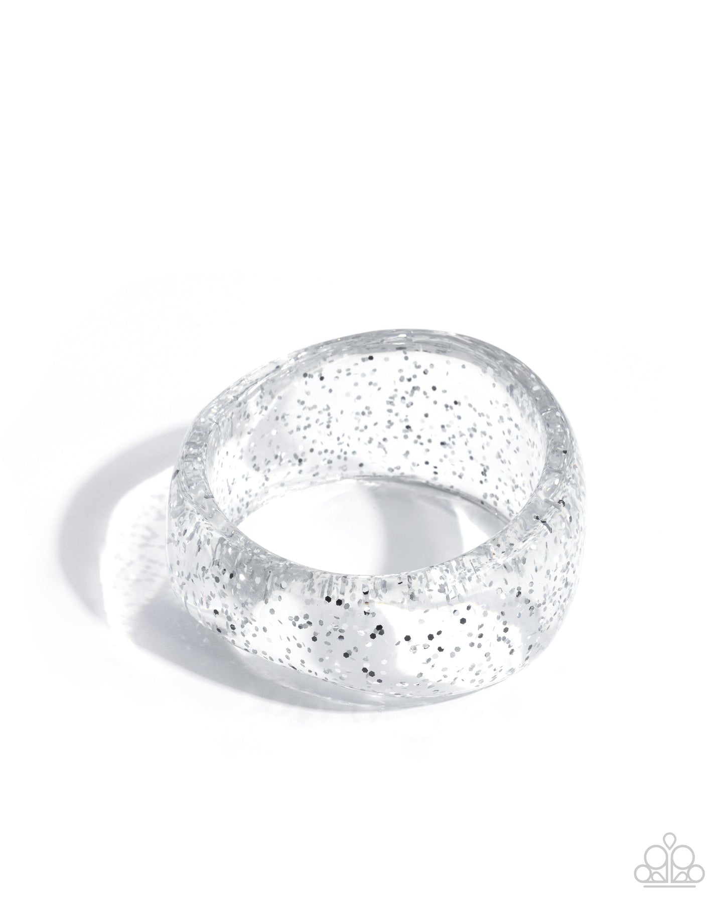 Paparazzi Mystical Mobility - Silver & White Acrylic Bangle Bracelet B2609