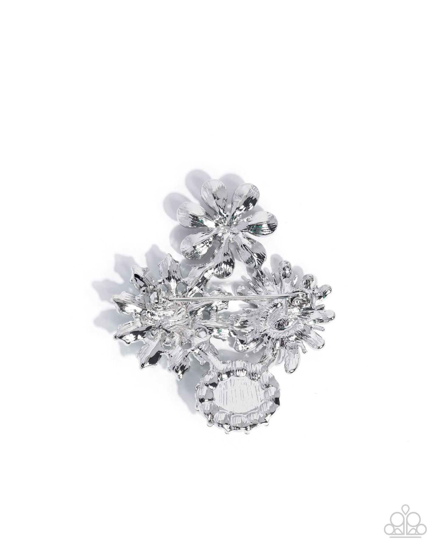 Paparazzi Bustling Bouquet - Multicolor Smoky, Emerald & White Rhinestone Flower Lapel Pin Brooch BR026