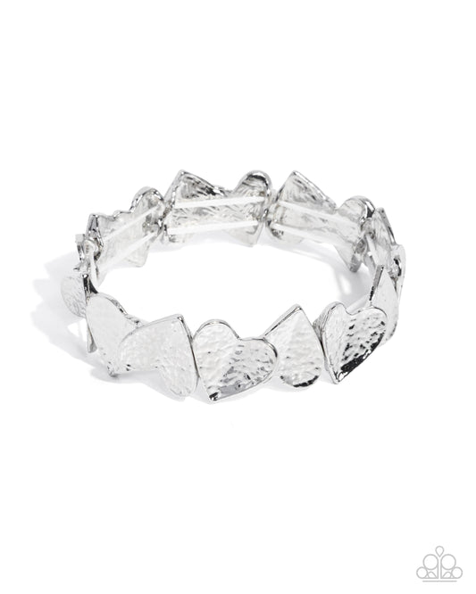 Paparazzi Swoon-Worthy Shimmer - Silver Heart Stretch Bracelet