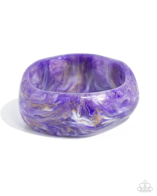 Paparazzi Mystical Mobility - Purple Swirled Acrylic Bangle Bracelet