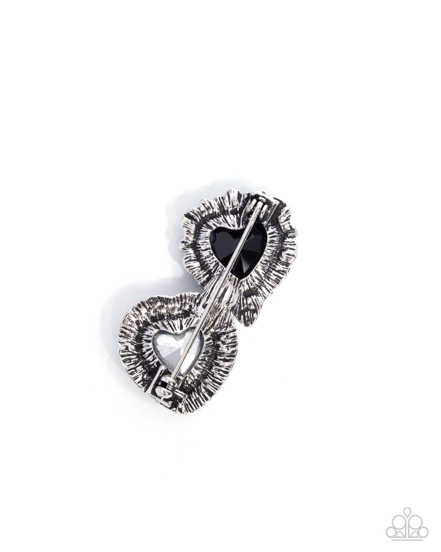 Paparazzi Endless Elevation - Black & White Heart Gem Lapel Pin Brooch BR034