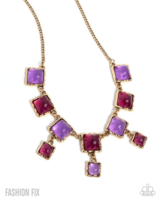 Paparazzi Vintage Boho - Purple, Damson & Lavender Acrylic Gold Necklace Glimpses Of Malibu Fashion Fix December 2025 N3796