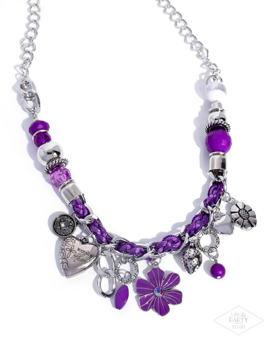 Paparazzi Charmed, I Am Sure - Purple Light & Dark Purple Cording Charm Style Luke 10:27 Necklace