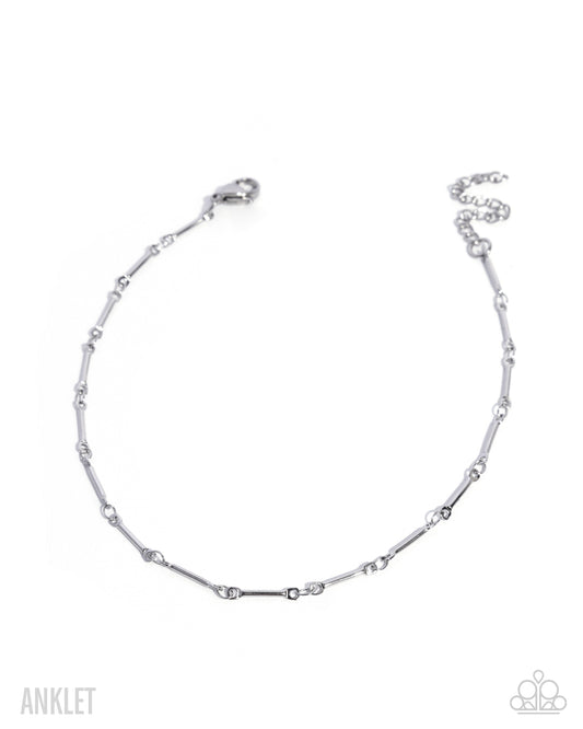 Paparazzi Sophisticated Stand - Silver Stainless Steel Bar Link Chain Anklet