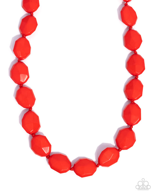 Paparazzi Playful Plan - Red Faceted Bead Necklace N3790