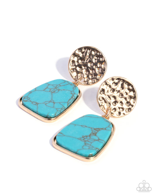 Paparazzi Sedona Social - Gold & Blue Turquoise Stone Post Earring