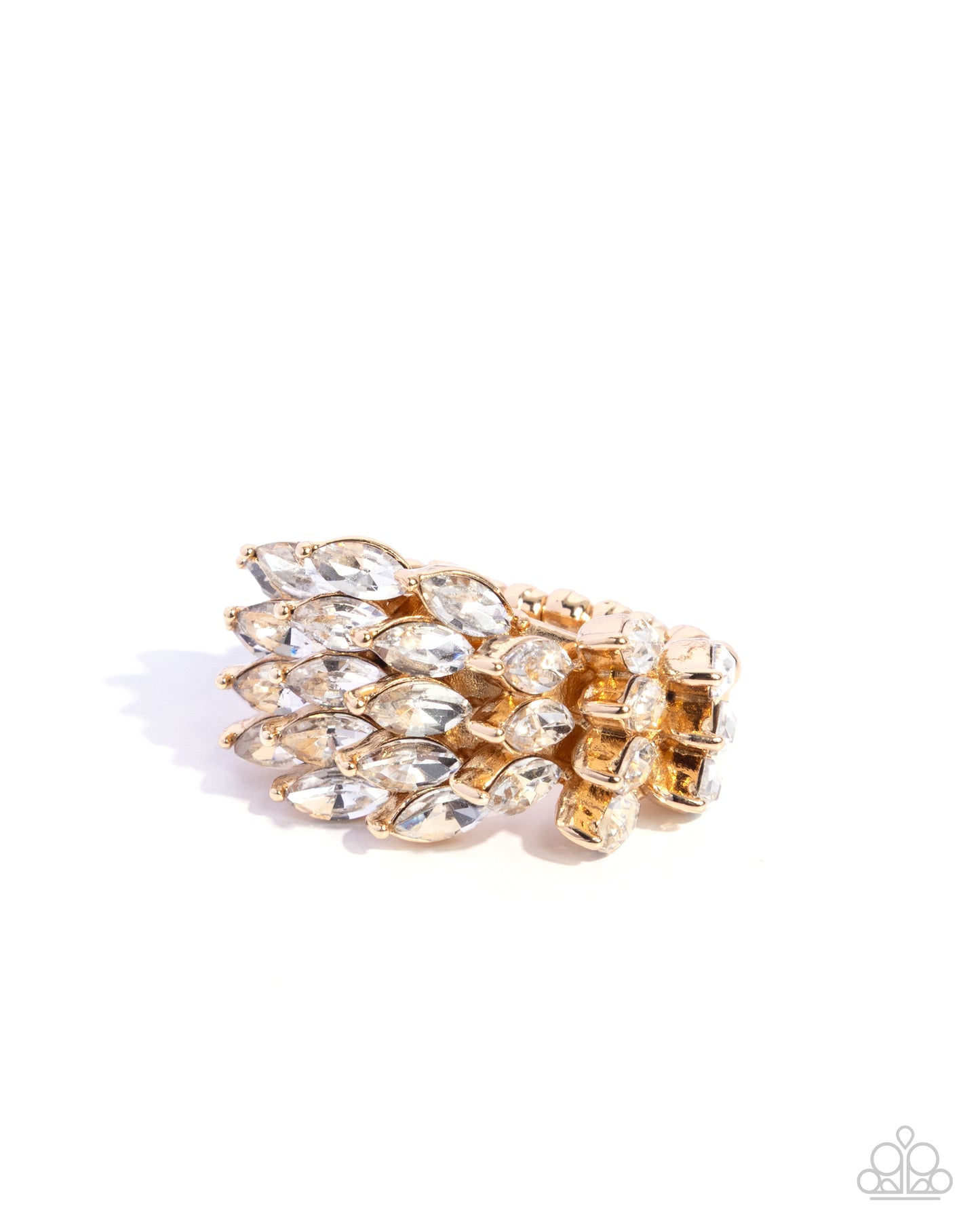 Paparazzi Runaway Refinement - Gold & White Slanted Gem Ring R1367