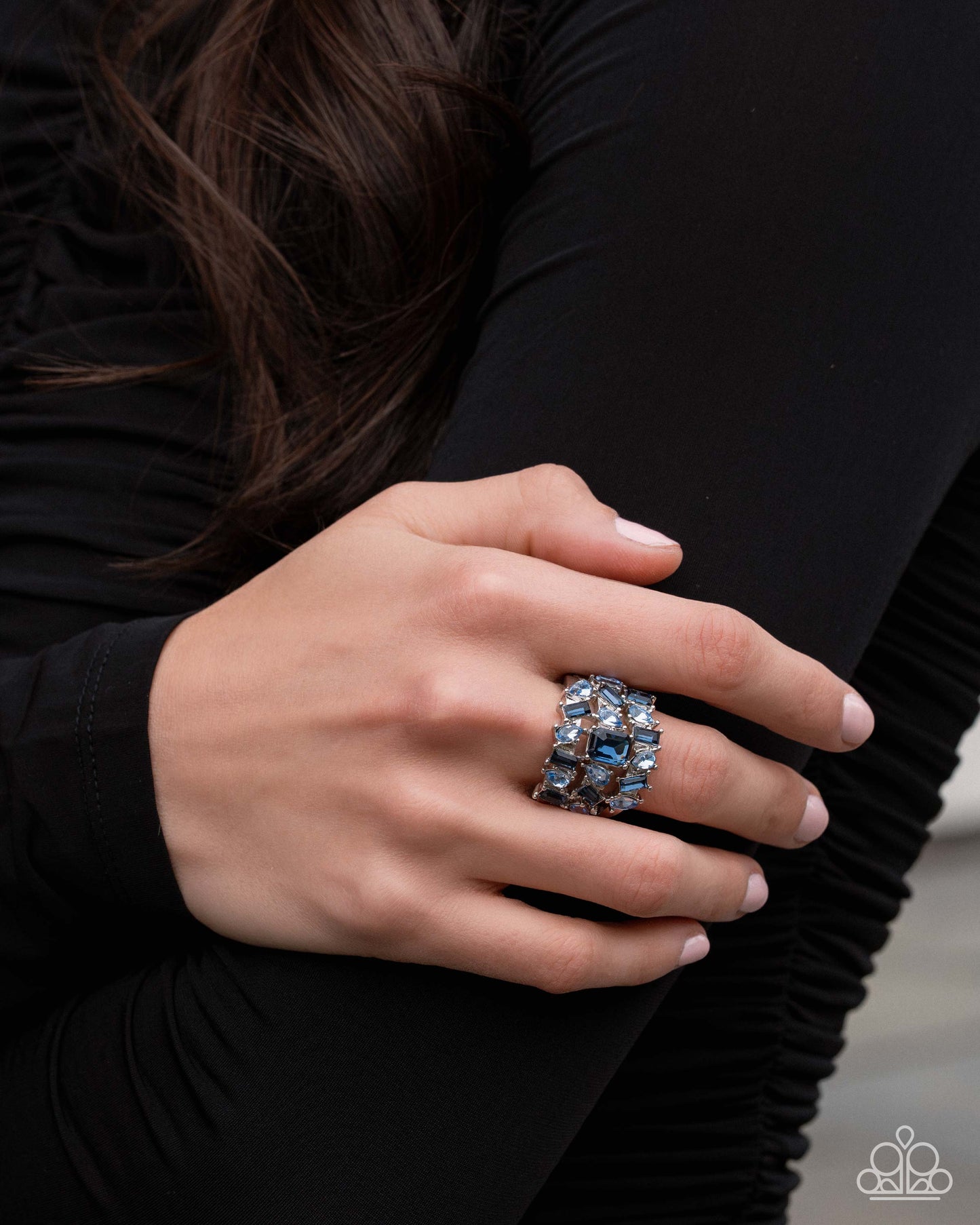 Paparazzi Strategically Shimmery - Blue - Light Blue & Dark Blue Gem Ring R1360