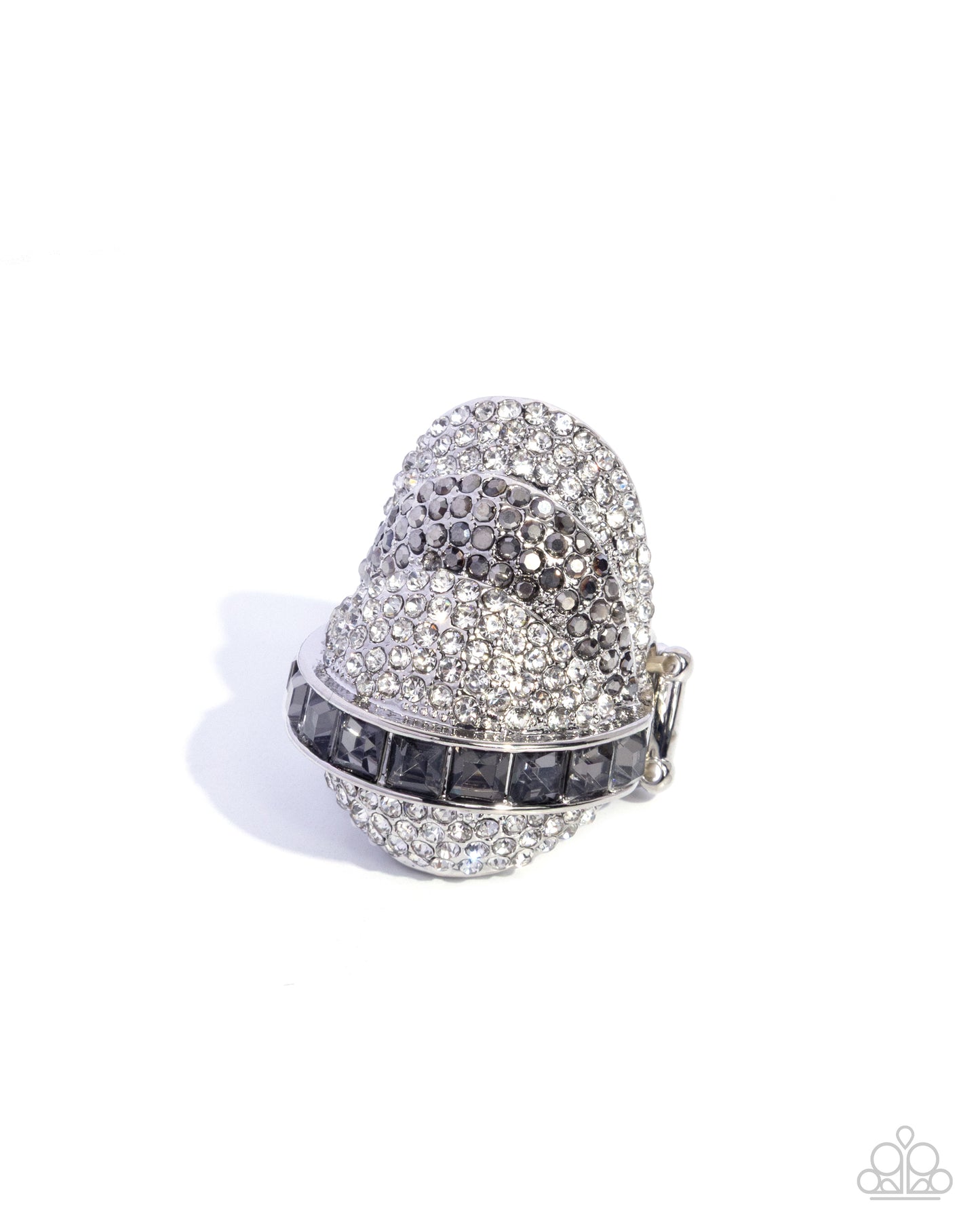 Paparazzi Glittery Gauge - Silver & White Rhinestone Statement Ring Empower Me Pink 2026 R1372