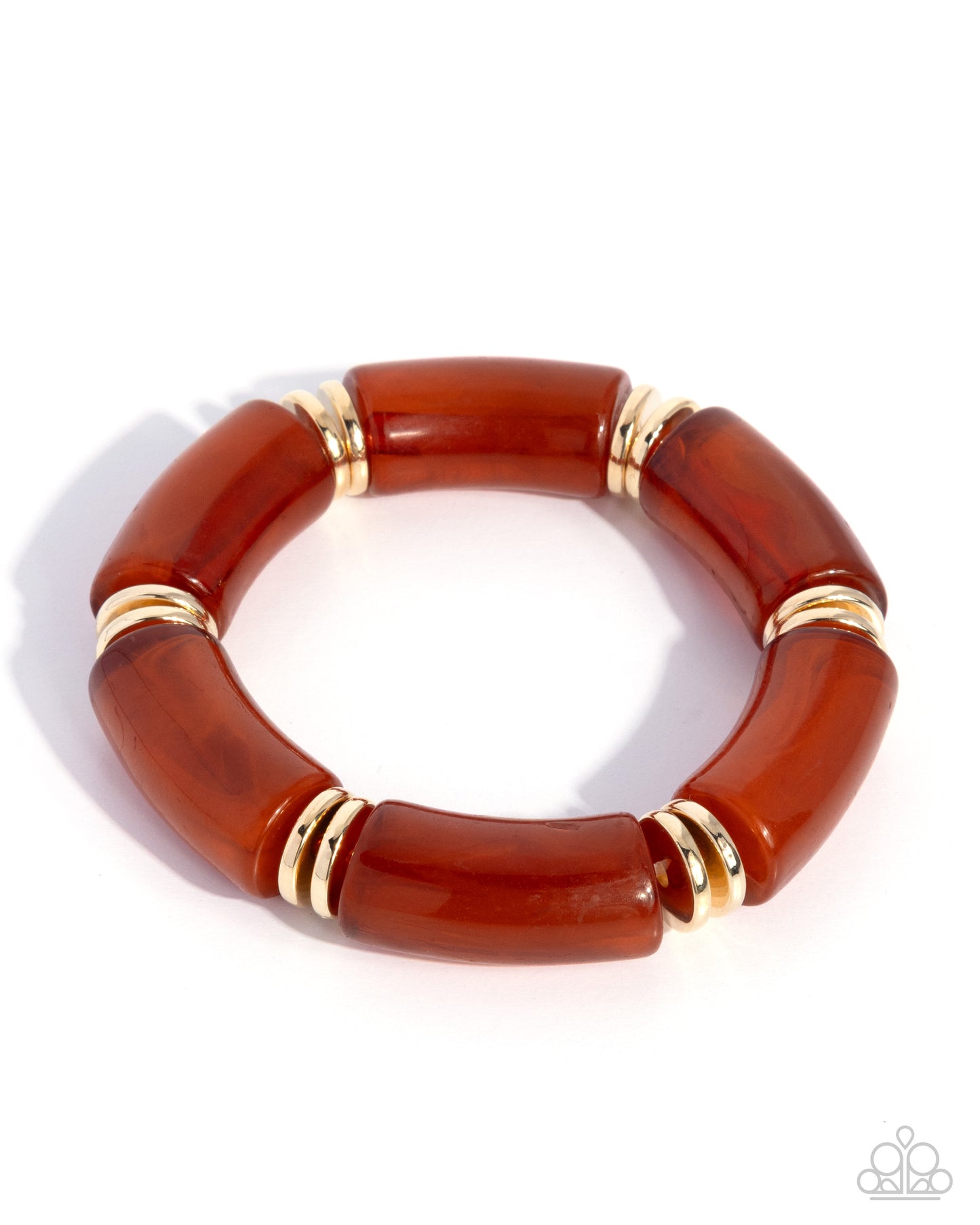 Paparazzi Photo Ready - Orange & Gold Acrylic Stretch Bracelet