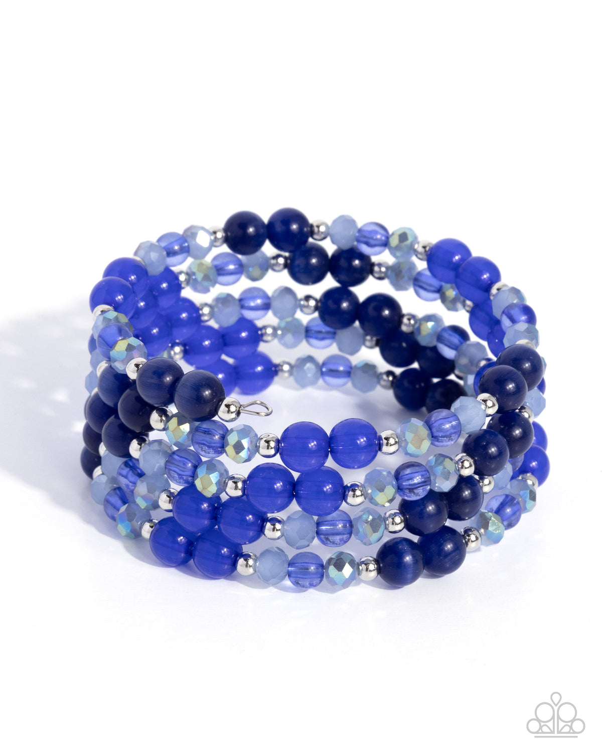 Paparazzi Classy Coil - Blue Variegated Bead Coil Wrap Bracelet