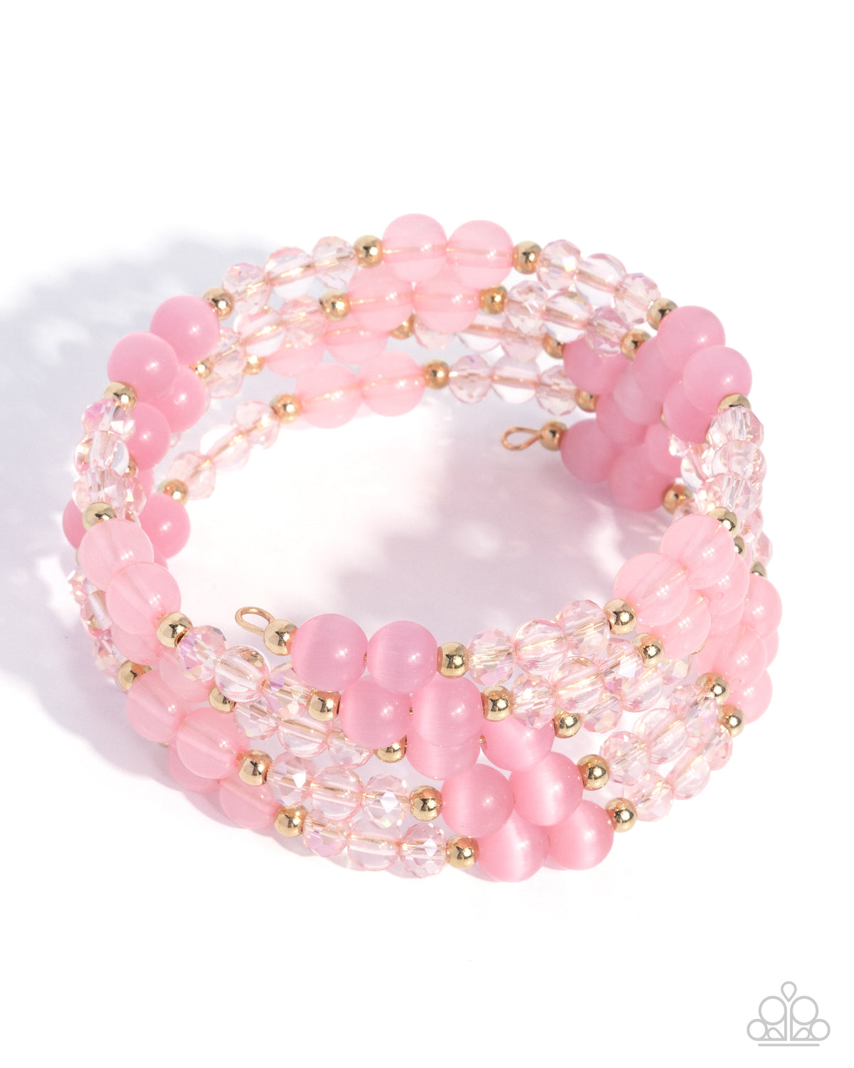 Paparazzi Classy Coil - Pink Opalescent Finish Bead Coil Bracelet B0106