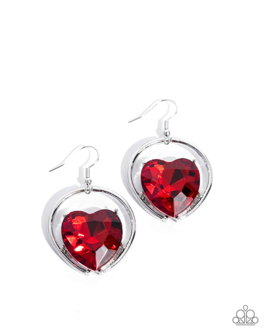 Paparazzi Valuable Valentines - Red Heart Gem Earring