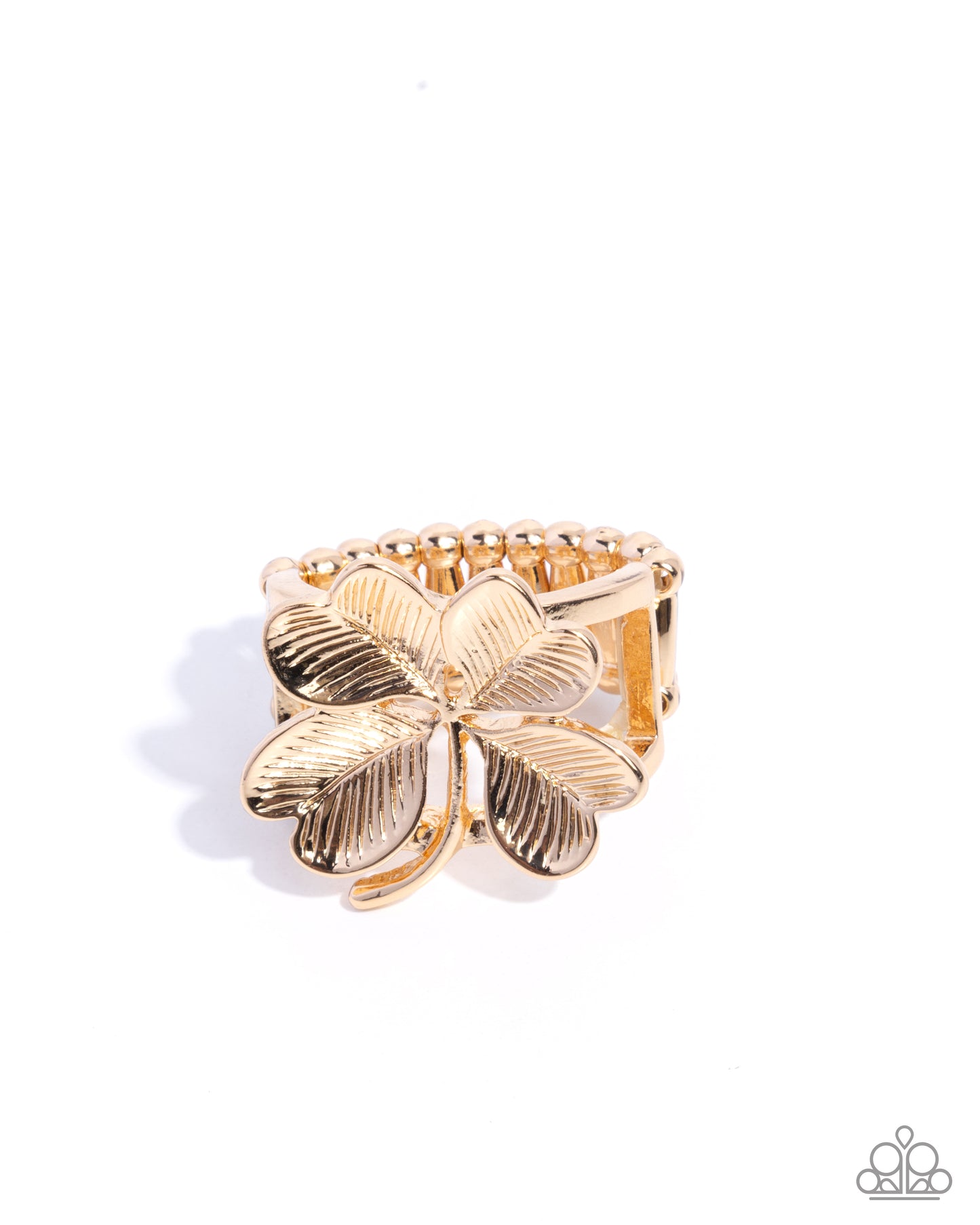Paparazzi Low-Key Luck - Gold Four Leaf Clover St. Patrick's Day Ring R1340