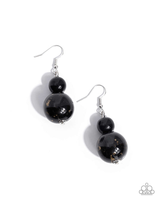 Paparazzi Funky Freestyle - Black & Gold Fleck Bead Earring E3311