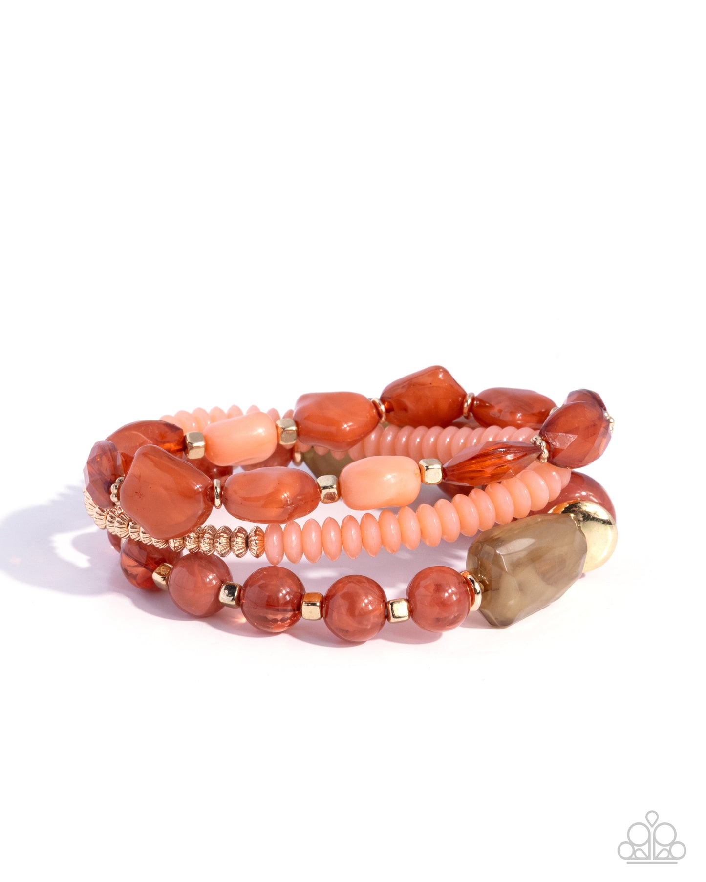 Paparazzi Dancing Detour - Orange Multicolored Acrylic Bead Set Of 3 Bracelets B2557