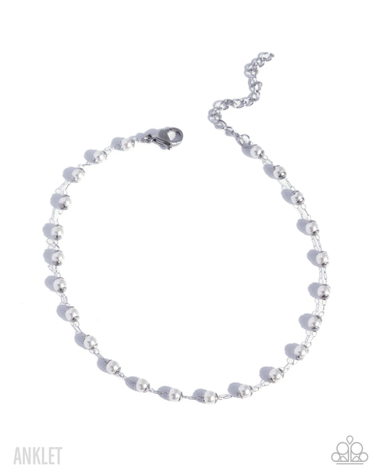 Paparazzi Pampered Potential - White Pearl Stainless Steel Anklet B2777