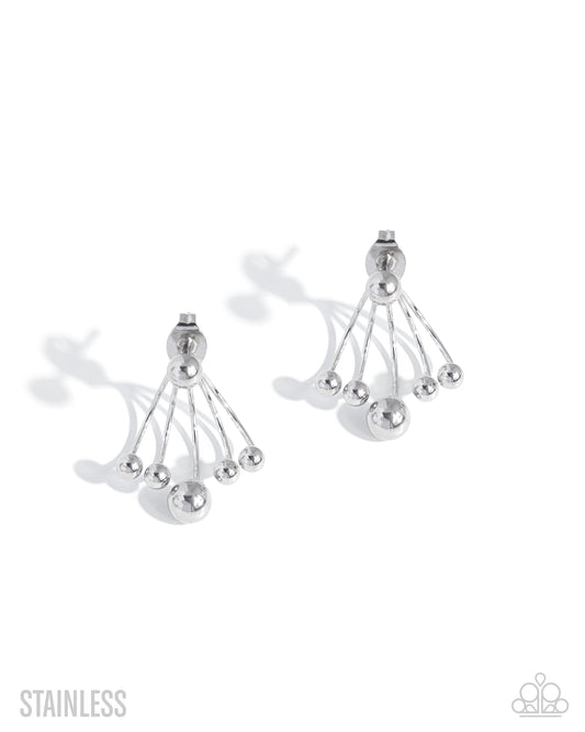 Paparazzi Polished Sneak Peek - Silver Stainless-Steel Double-Sided Post Earring