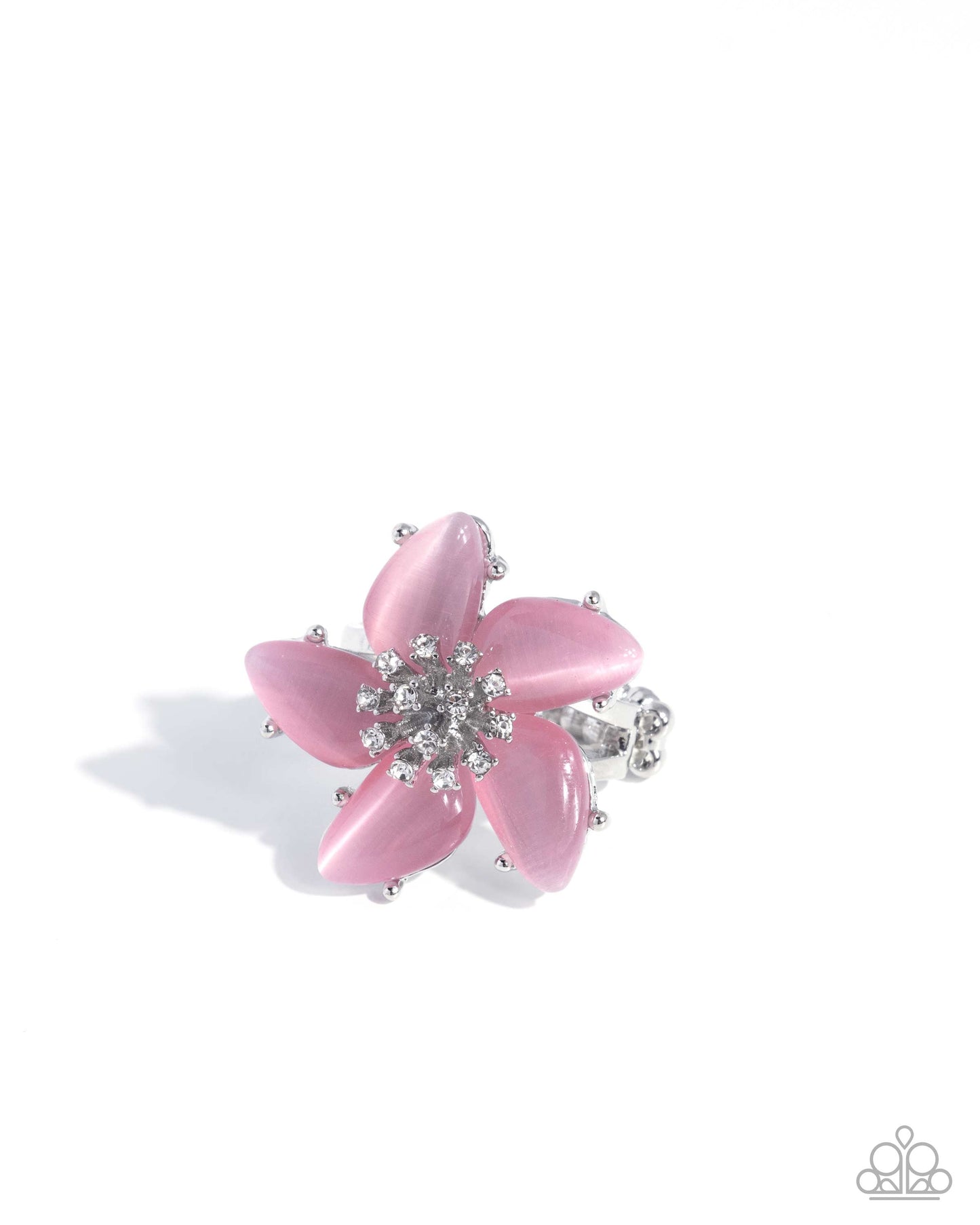 Paparazzi Flourishing Fame - Pink Cat's Eye Stone Flower Ring R1390