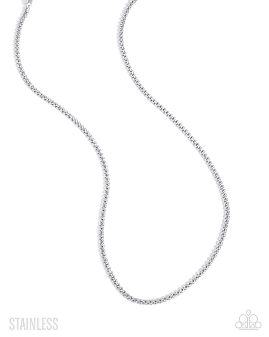 Paparazzi For the Masses - Silver Stainless Steel Thin Abstract Urban Chain Necklace