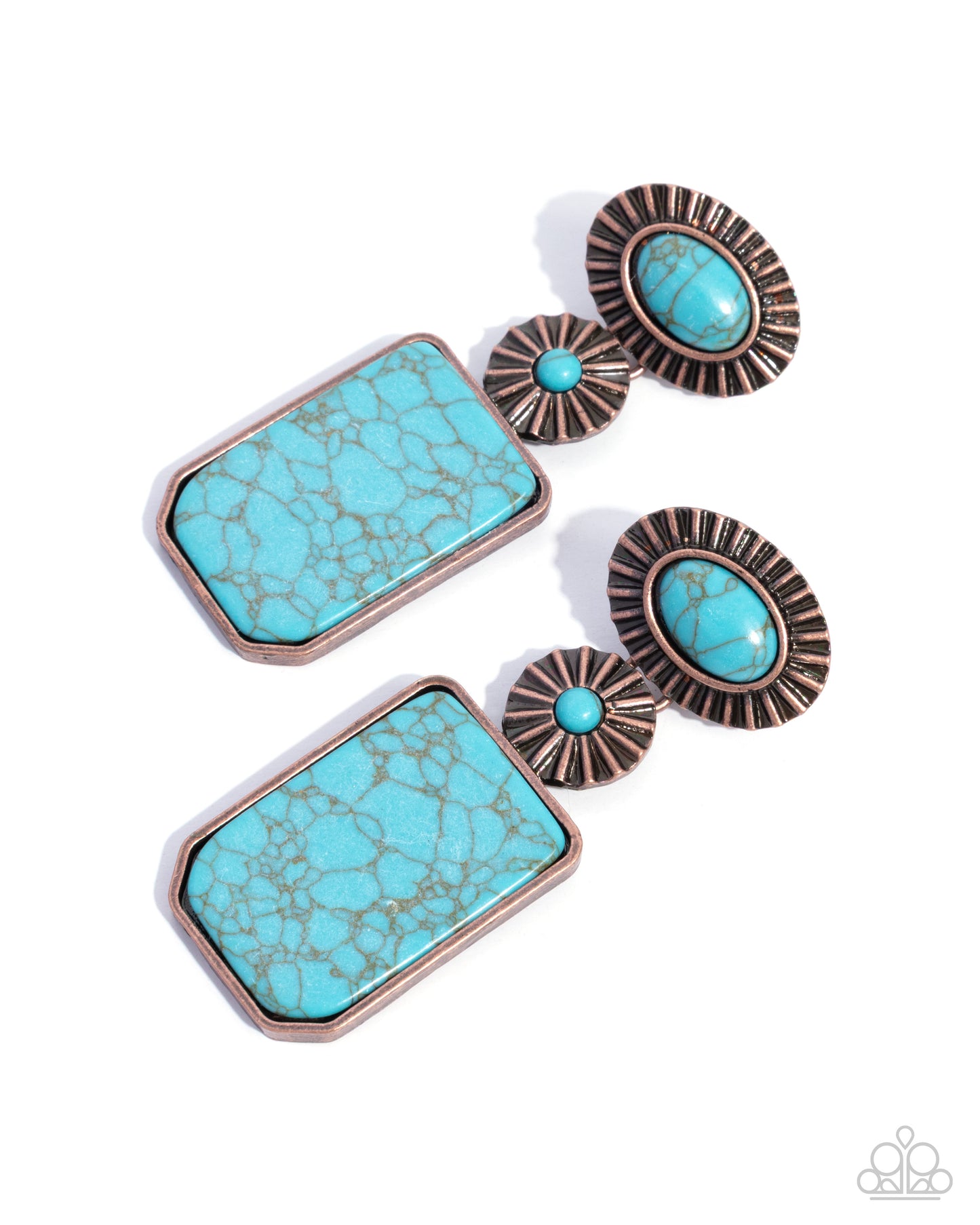 Paparazzi Noteworthy Navigation - Copper & Turquoise Stone Santa Fe Style Earring