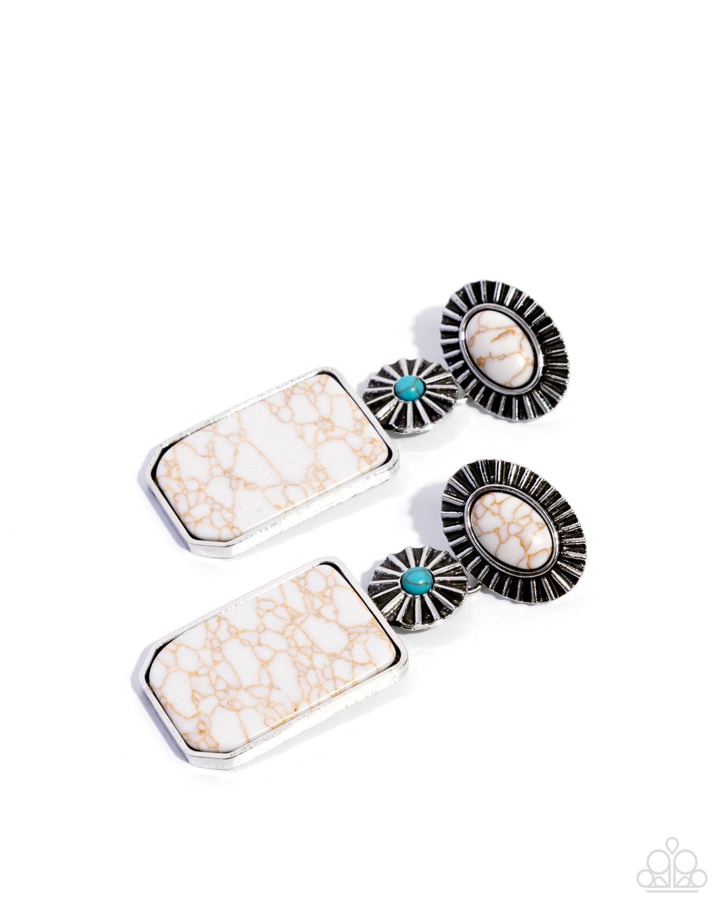 Paparazzi Noteworthy Navigation - White Stone Santa Fe Style Earring