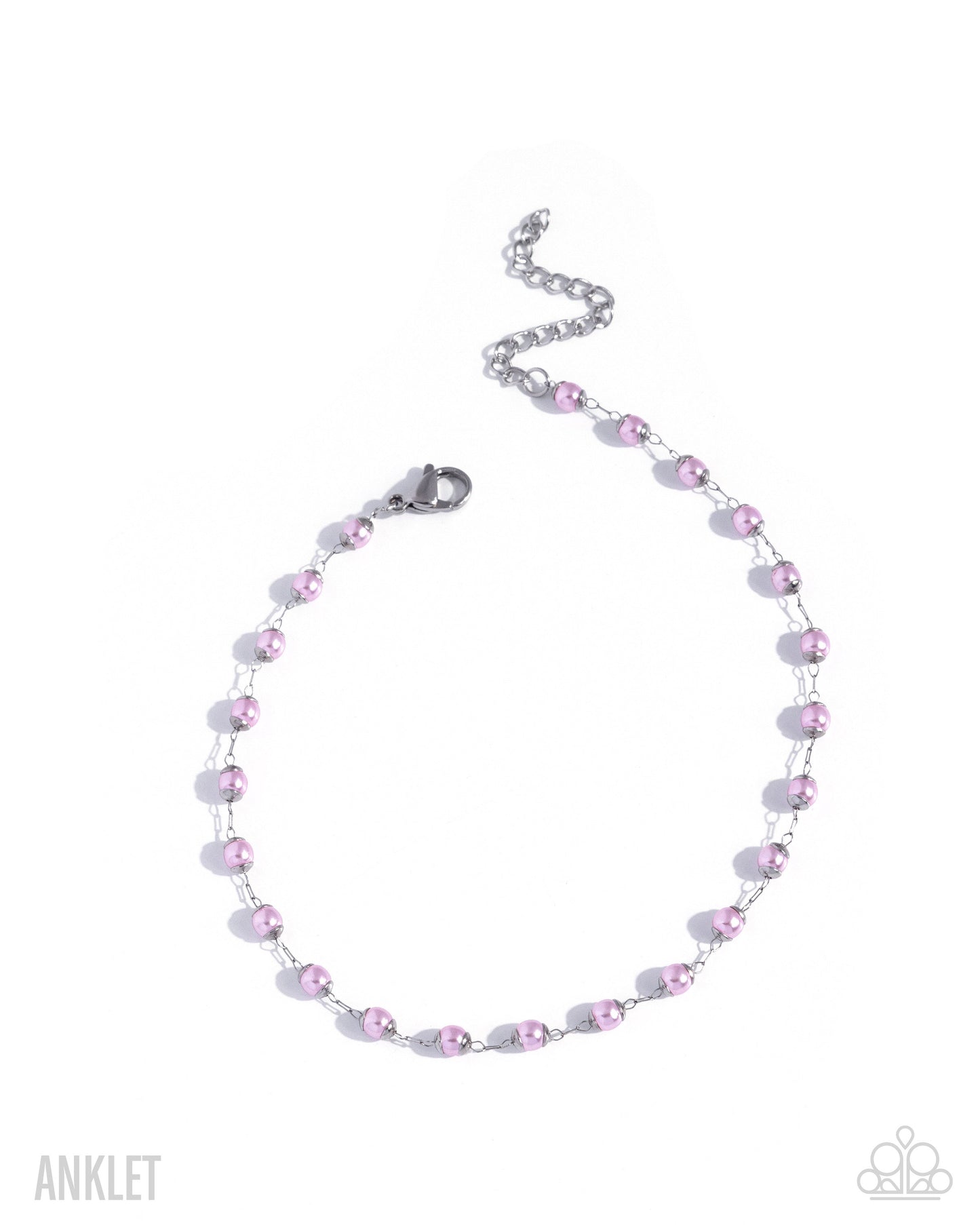 Paparazzi Pampered Potential - Pink - Baby Pink Pearl Silver Anklet B2765