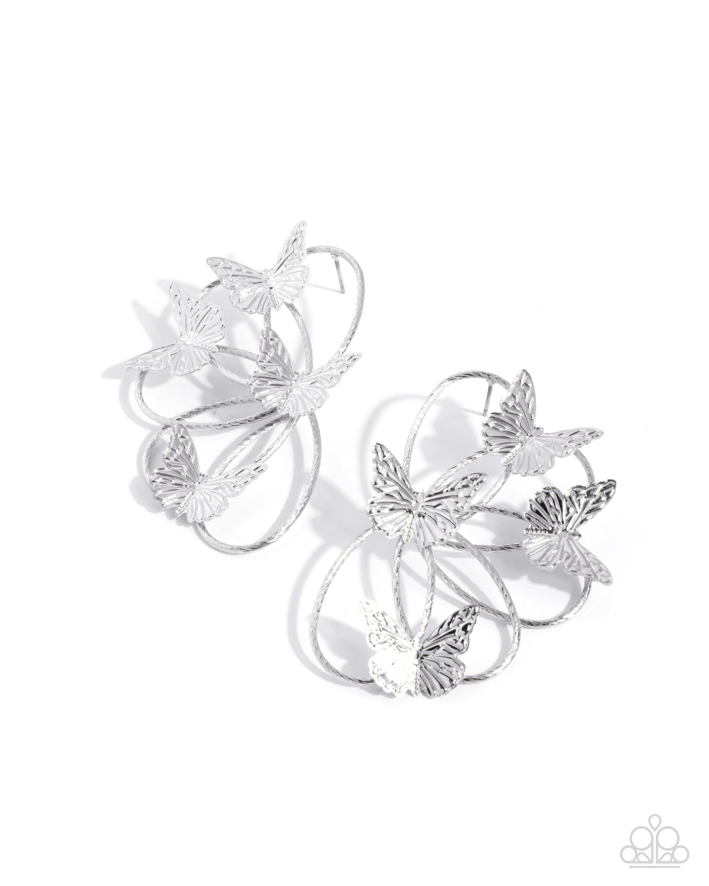 Paparazzi Aerial Apparel - Silver 3D Butterfly Earring E3392