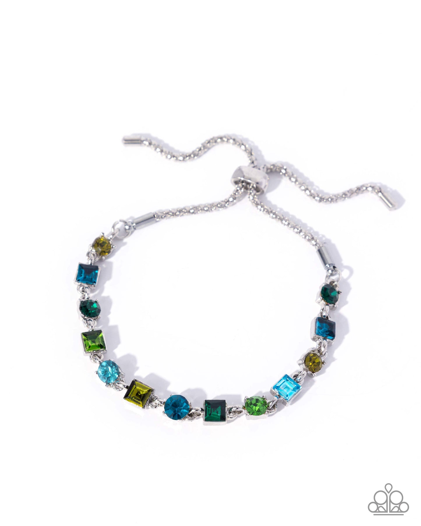 Paparazzi Checking for Chic - Green, Blue Multicolored Gem Sliding Bead Closure Bracelet B2569