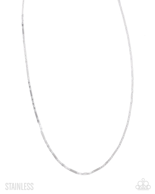 Paparazzi Smokeshow Sheen - Silver Stainless Steel Chain Urban Necklace N3865