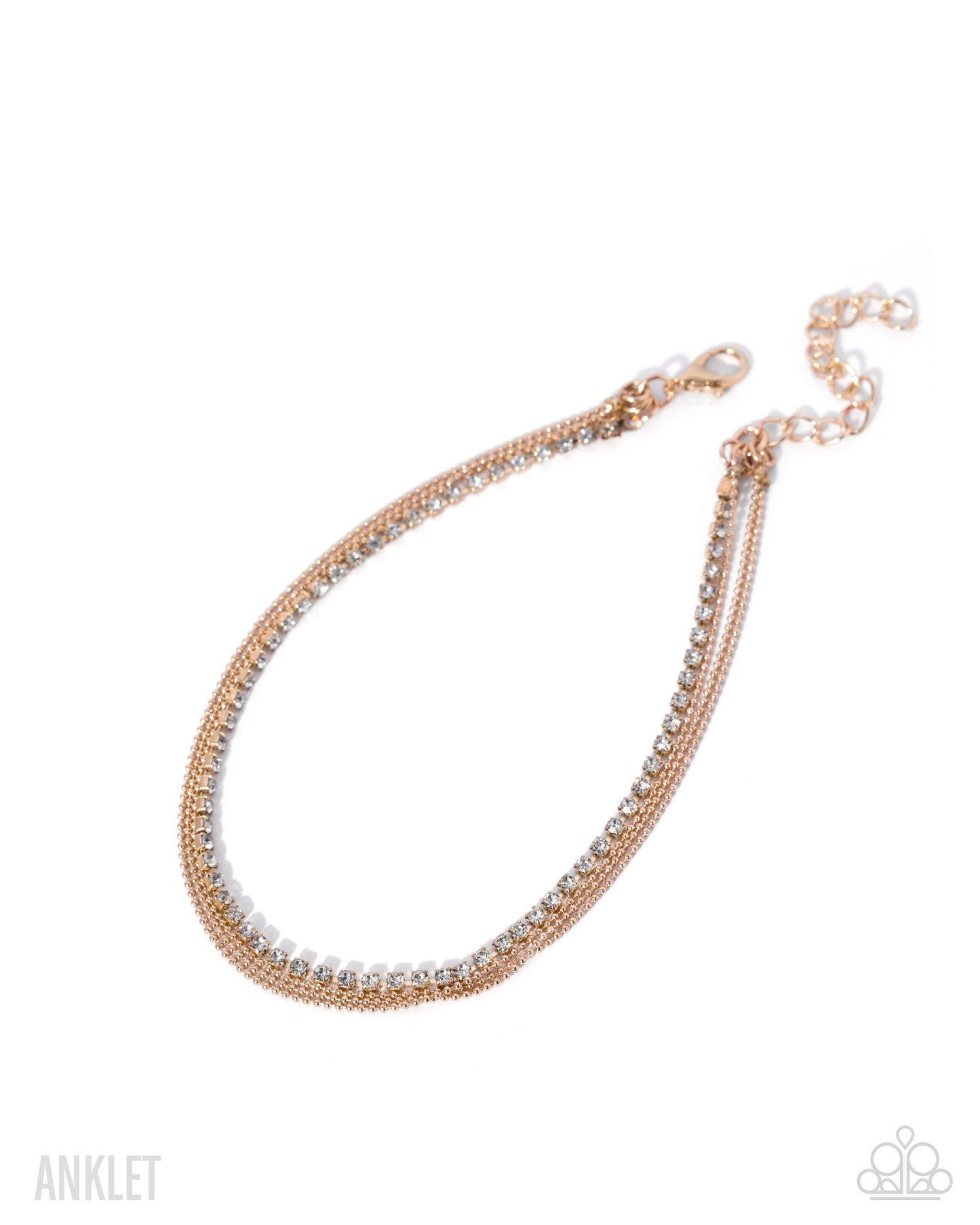 Paparazzo Building My Style - Gold & White Rhinestone Anklet