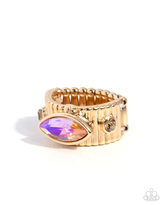 Paparazzi Modern Marquise - Orange UV Shimmery Gem Gold Ring R1376