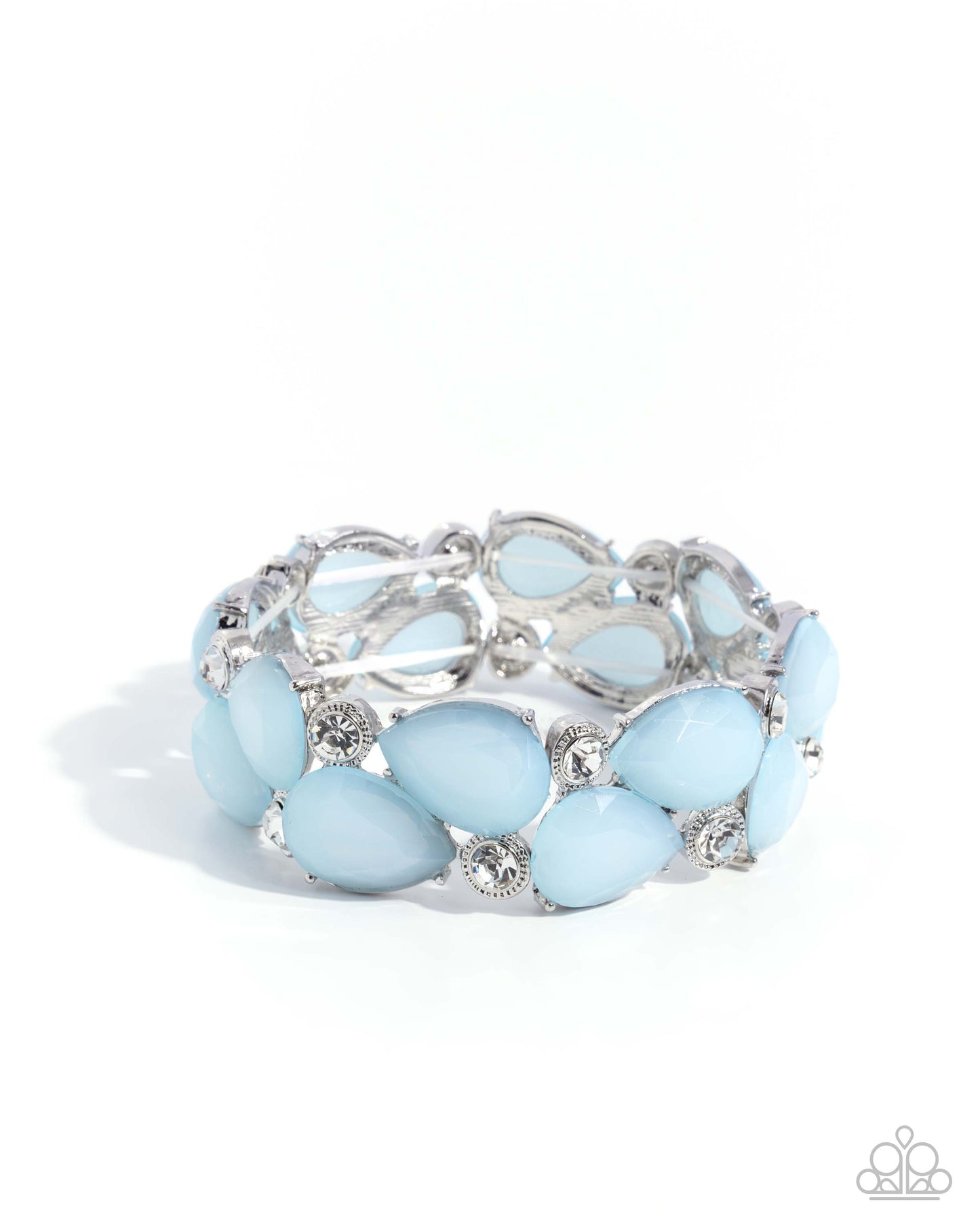 Paparazzi Spirited Sashay - Blue, Light Blue & White Gem Stretch Bracelet B2675