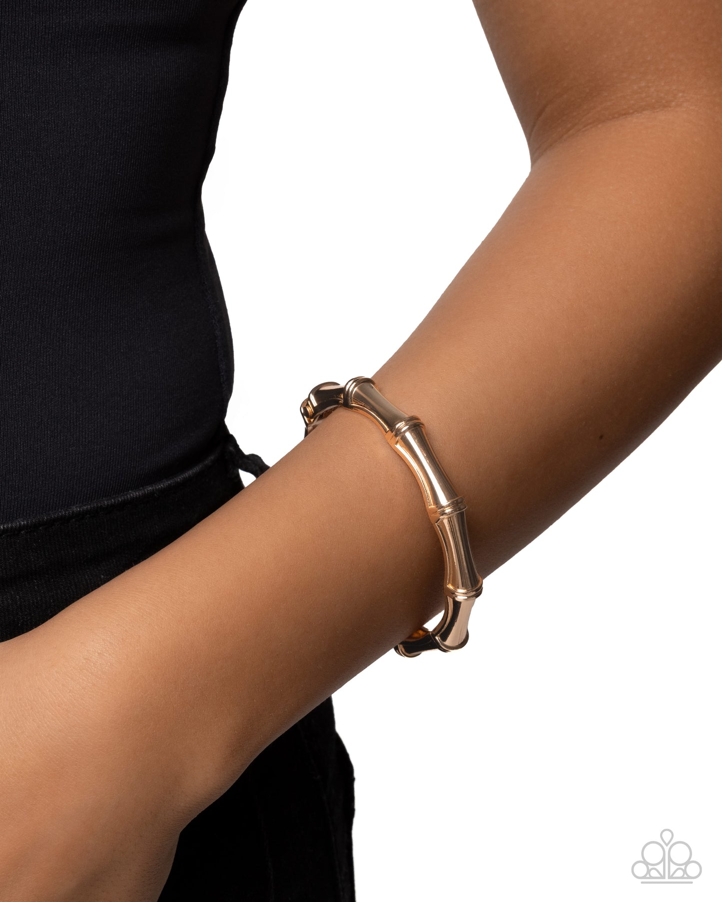 Paparazzi Textured Tale - Gold Bamboo Style Hinge Bracelet B2668
