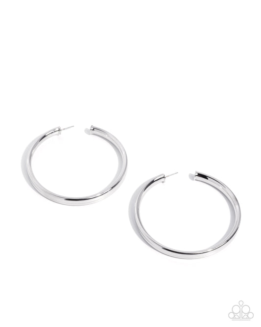 Paparazzi Sleek Staple - Silver 2 3/4 Inch Hoop Earring