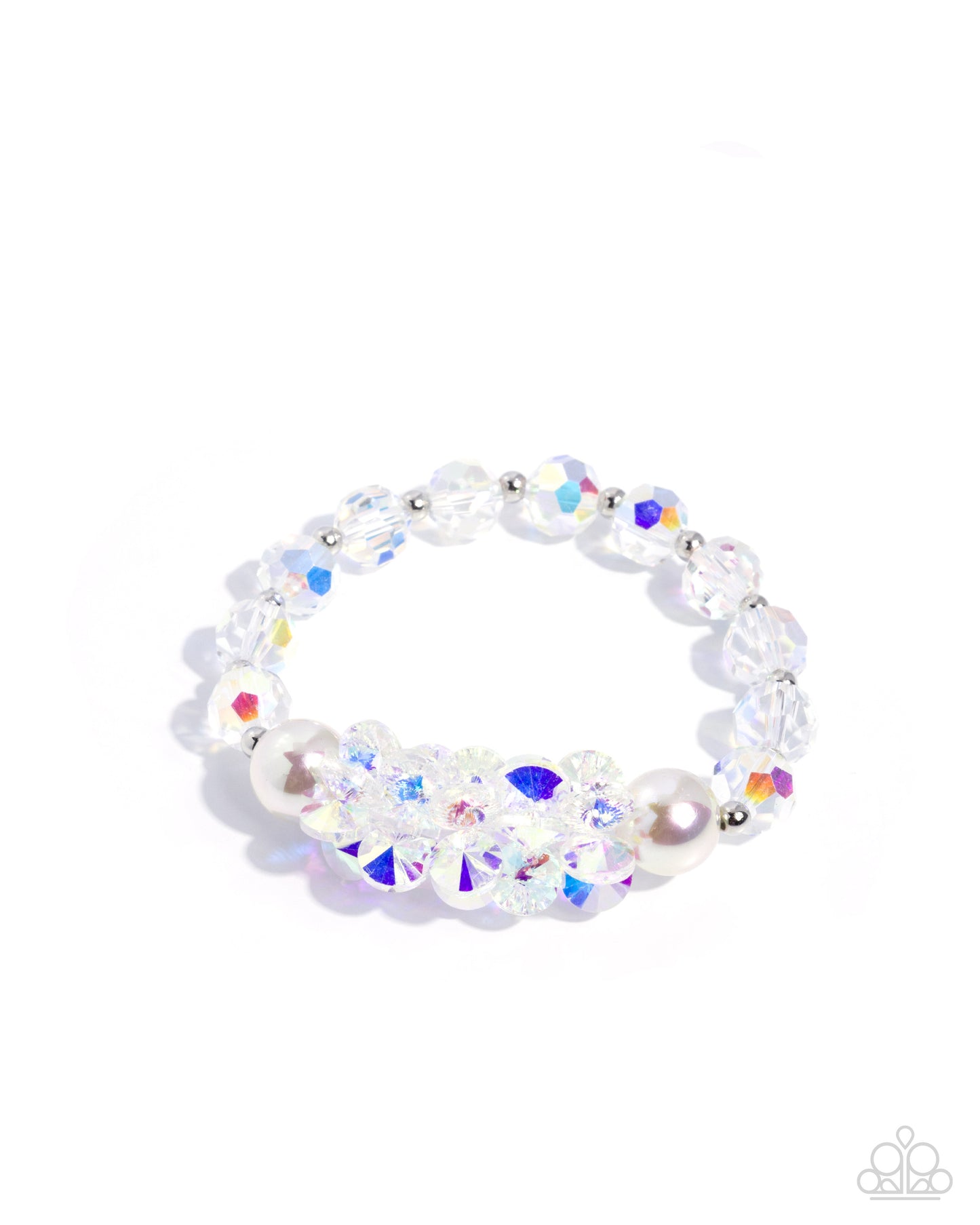 Paparazzi Bagatelle Bling - White UV Shimmery Bead Stretch Bracelet B2731