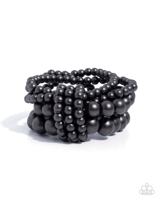 Paparazzi Constant Charm - Black Wood Bead Stretch Bracelet B2676