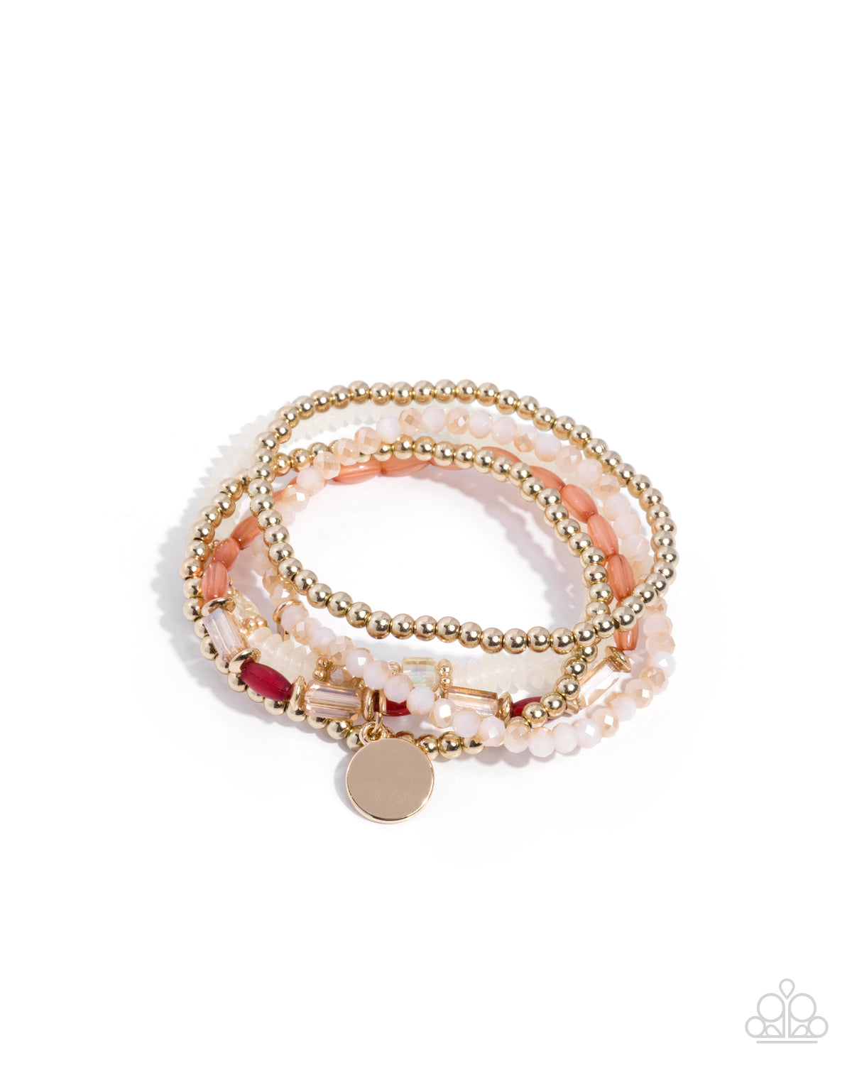 Paparazzi Semester Strands - Multi Bronze Brown Gem, Chili Oil Milky, Brandied Melon Milky Bead Set Of 5 Stretch Bracelets
