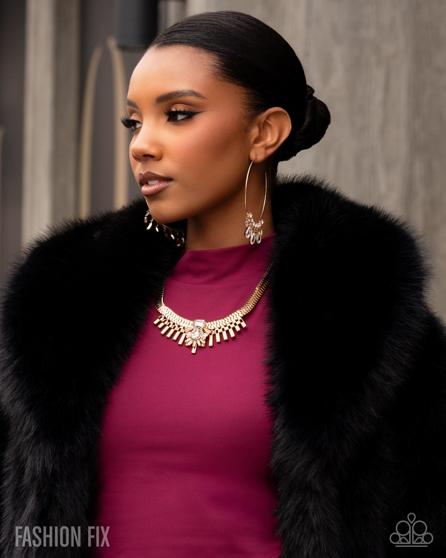 Paparazzi Over The Top Opulence - Gold & White Gem Collar Style Necklace Fiercely 5th Avenue Fashion Fix April 2026 N3987