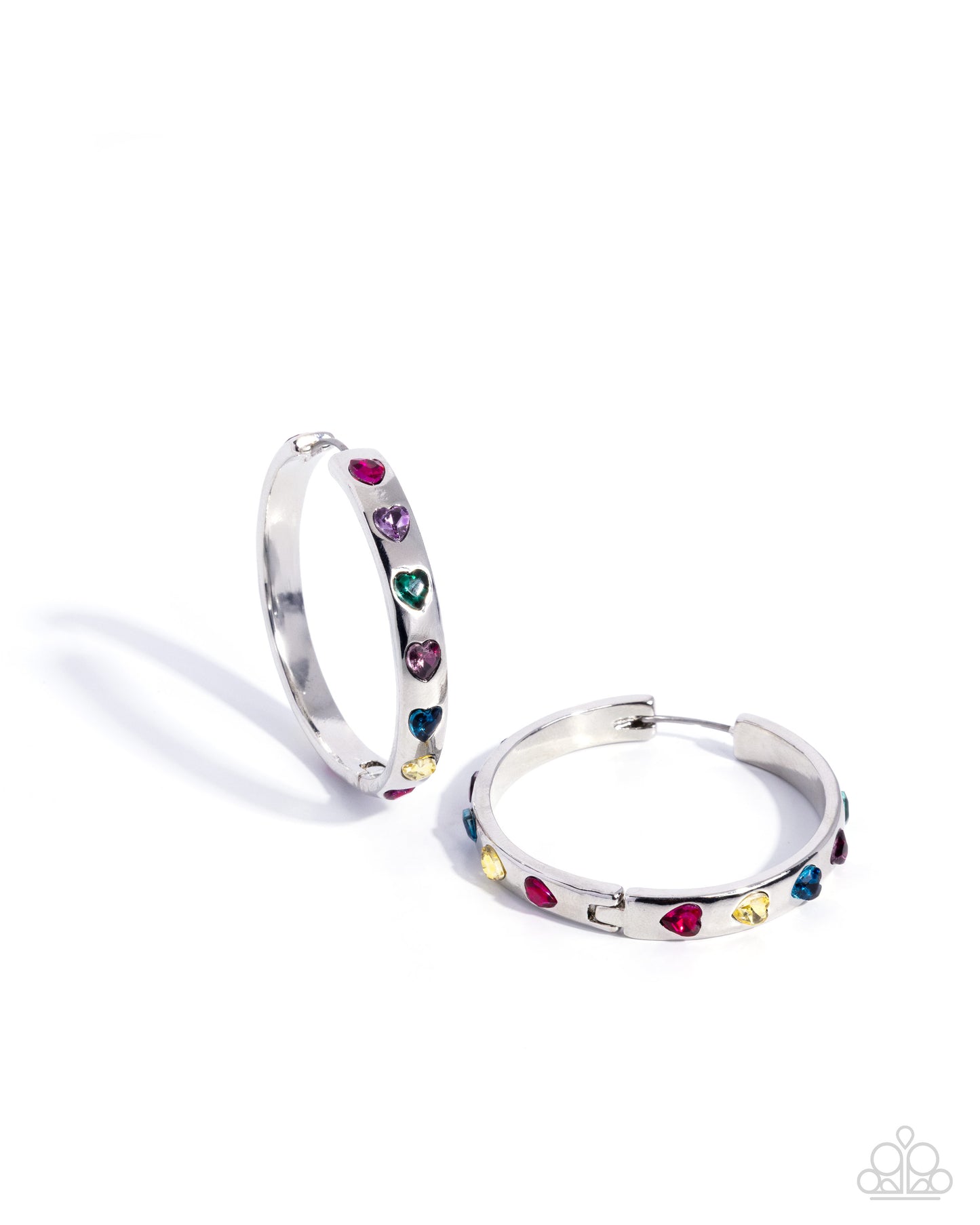 Paparazzi Glistening Grandeur - Multicolored Gem 1 3/4 Inch Hoop Earring E3154
