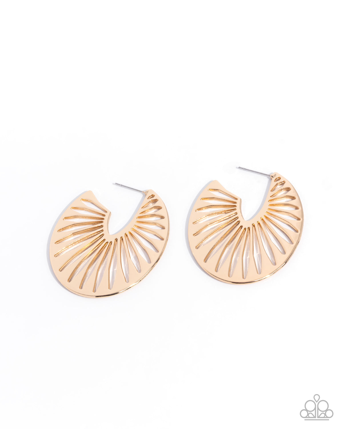 Paparazzi Sunset Silhouette - Gold Flared 1 1/2 Inch Hoop Earring E3562