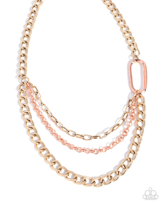 Paparazzi Reflective Renegade - Multi Shiny Copper & Antiqued Gold Layered Chain Necklace N3079